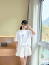 BORNCHAMPS/天生冠軍  夏季新款純棉涂鴉t恤休閑寬松上衣男女同款情侶短袖 白色 L 曬單實(shí)拍圖