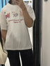 哈魯?shù)霞兠薨咨珗A領(lǐng)短袖T恤女夏季2025新款韓版寬松慵懶風(fēng)正肩半袖上衣 白色100%純棉 M 【80-100斤】 曬單實(shí)拍圖