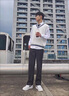 安初夏學(xué)院風(fēng)JK/DK制服男女針織長(cháng)袖V領(lǐng)套頭毛衣情侶外套秋冬款 白色 L 曬單實(shí)拍圖