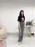 俞兆林（YUZHAOLIN）復古破洞闊腿牛仔褲女2025春夏季新款韓版時尚百搭女裝直筒褲子 藍色 3XL _建議140-160斤 曬單實拍圖