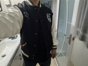 卡賓（CABBEEN）【棉感華夫格】重工刺繡短款夾克男春季拼接棒球服外套純棉 煤黑色01（闊版版型） L /175/50 曬單實(shí)拍圖