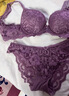 VRSZEE輕奢品牌內(nèi)衣女蕾絲聚攏文胸套裝性感誘惑上托收副乳比基尼胸罩 紫色 75B 曬單實拍圖