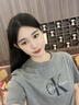 Calvin KleinJeans25春夏新款女士休閑通勤字母印花純棉針織短袖T恤47B864G P7E-椰青灰 S 曬單實拍圖