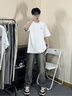 名創(chuàng)優(yōu)品（MINISO）休閑短袖男2025夏季冰絲涼感t恤透氣舒適簡約情侶半袖 白  2XL 曬單實拍圖