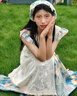 清池影（QINGCHIYING）復古套裝女彩色油畫(huà)連衣裙度假風(fēng)夏季鉤花蕾絲罩衫背心裙兩件套 蕾絲裙+印花裙  M 【建議100斤-110斤內】 曬單實(shí)拍圖