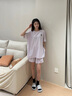 TEENIE WEENIE小熊棉刺繡睡衣女2025夏季女童短袖短褲家居服套裝 丁香紫 M 曬單實(shí)拍圖