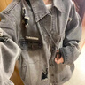 衣然呈品美式高街牛仔外套女春秋新款潮流復(fù)古bf慵懶風(fēng)百搭寬松上衣夾克女 灰色 M 【建議105-120斤】 曬單實(shí)拍圖