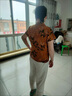 EDGIITINEE新中式國風(fēng)真絲襯衫女士短袖夏新款斜襟盤扣小衫媽媽裝旗袍上衣 藍(lán)色 2XL 115-130 曬單實(shí)拍圖