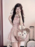 DGOV法式甜美碎花假兩件連衣裙子女2025新款夏季學(xué)院風(fēng)小個(gè)子收腰短裙 碎花連衣裙 S 40/45kg 曬單實(shí)拍圖