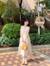 PMOG溫柔風(fēng)海邊度假白色連衣裙女2024新款背心裙女壓褶垂墜氣質(zhì)裙子女 圖中色 L 曬單實(shí)拍圖