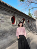 春麗珠（Chunlizhu）連衣裙2025春夏新款穿搭套裝女韓版圓領(lǐng)長袖襯衫高腰半身裙兩件套 粉色襯衫+半身裙 M 曬單實(shí)拍圖