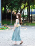 蠻丂法式吊帶連衣裙女2025夏季新款純色無袖背心長裙海邊度假掛脖沙灘 綠色XL（115-125） 曬單實(shí)拍圖