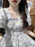 DAVEY MODE清冷感長(zhǎng)裙連衣裙女春夏仙女溫柔風(fēng)甜美學(xué)生少女小清新森女森系初 藍(lán)色 M :【建議95-105斤】 曬單實(shí)拍圖