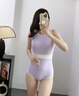 速比濤（Speedo）25年新款連體三角泳衣女摩登系列性感露背遮肚修身顯瘦溫泉游泳衣 紫色【網(wǎng)紗高腰線(xiàn),,優(yōu)化身型】 M (34) 身高165/體重50-57kg 曬單實(shí)拍圖