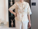 俞兆林（YUZHAOLIN）媽媽夏裝套裝2025新款中年兩件套60歲薄款短袖衣服中老年母親節(jié)禮 海棠_060HT卡其色(套裝) 均碼 3XL(建議120-135斤) 曬單實拍圖