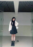 FSHE毛呢格子蓬蓬裙半身裙女傘裙短裙春季2025年新款A(yù)字裙高腰裙子潮 黑色 S 曬單實(shí)拍圖