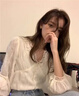萬(wàn)欣兒法式氣質(zhì)溫柔v領(lǐng)雪紡蕾絲小衫女春甜美別致時(shí)尚長(cháng)袖超仙襯衫上衣 杏色 M 建議90-105斤 曬單實(shí)拍圖