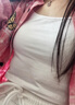 純棉超短款白色內(nèi)搭吊帶背心女修身露臍外穿無(wú)袖上衣 白色 XL 【106-120斤】 曬單實(shí)拍圖