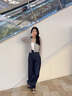 三彩2025春季新款休閑收腰寬松闊腿褲長褲垂感顯瘦女 曬單實拍圖