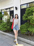 VEGA CHANG長(zhǎng)袖t恤女2025新款夏季簡(jiǎn)約休閑慵懶感V領(lǐng)顯瘦薄款上衣 燕麥色 M 曬單實(shí)拍圖