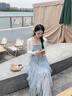 衣典零一（LEDIALYI）網(wǎng)紗拼接吊帶連衣裙女夏季2025新款無(wú)袖背心裙小個(gè)子披肩兩件套裝 藍(lán)色吊帶裙 S （建議105以內(nèi)） 曬單實(shí)拍圖