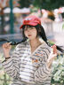 Mmlg 87mm 棒球帽女夏季新款撞色logo繡花鴨舌帽情侶出行韓系防曬帽子 紅色 均碼 曬單實(shí)拍圖