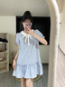 茉衣雅（MOYIYA）藍色學(xué)院千金襯衫娃娃裝連衣裙2025新款女夏季清新顯瘦裙子 海鹽藍 S 曬單實拍圖