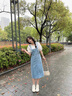 艾珠兒（Aizhuer）牛仔背帶裙子女夏季2025新款微胖女生穿搭小個(gè)子套裝裙連衣裙夏天 短袖-淺藍(lán)色 M 建議101-110斤 曬單實(shí)拍圖