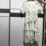 AEMAPE荷葉袖雪紡碎花連衣裙2025春夏季新款時(shí)尚氣質(zhì)收腰顯瘦中長款女裙 圖片色 蛋糕裙 有內(nèi)襯 M 建議95-105斤 曬單實(shí)拍圖