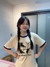 真維斯（JEANSWEST）撞色短袖潮流t恤女夏季2025新款爆款女士純棉慵懶風(fēng)小眾半袖上衣 米藏青 玩樂小貓黑 XL 曬單實(shí)拍圖