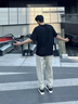 GXG男裝 圓領(lǐng)T恤卡通圖案印花上衣涼感短袖針織 2025夏季新品 黑色 XL 曬單實(shí)拍圖