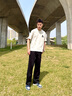 卡賓男裝 側邊織帶拼接休閑褲2025夏季新款精致高周波單clogo 煤黑色01（寬松版型） M /170/48 曬單實(shí)拍圖
