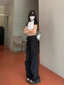 FitonTon工裝褲女2025秋季新款抽繩褶皺高腰寬松休閑垂墜感直筒休閑褲女 曬單實(shí)拍圖