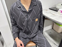 妮狄婭秋季情侶睡衣女柔軟棉長(cháng)袖男翻領(lǐng)開(kāi)衫簡(jiǎn)約版春秋家居服套裝 男款深灰QM24347 XL 曬單實(shí)拍圖
