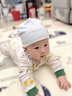 兔兔大文新生嬰幼兒帽子春夏季薄款0-3-6個月胎帽初生男女寶寶護鹵門純棉 北卡藍+牛乳黃薄款 帽圍34-36cm(建議0-6個月) 曬單實拍圖
