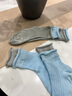 季米塔（Jimita）女童襪子純棉春夏季薄款兒童韓系ins卷邊松口襪中大童寶寶中筒襪 A575-藍調卷邊（3雙裝） 3-5歲 (M) 建議腳長14-16cm 曬單實拍圖