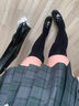 栢啟歆JK制服套裝百褶短裙女學(xué)院風(fēng)收腰短袖襯衫格裙套裝兩款蝴蝶結(jié)隨機(jī) 色短袖+碳灰短裙【套裝】 L 曬單實(shí)拍圖