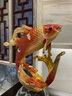 申寶格新中式辦公室擺件招財(cái)魚擺件琺瑯彩錦鯉高檔家居客廳酒柜高端擺件 【富貴有余】擺件+實(shí)木底座 曬單實(shí)拍圖