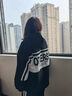 WASSUP JOYZON品牌運(yùn)動(dòng)套裝女加絨寬松大碼春秋新款學(xué)生休閑顯瘦兩件套跑步服潮 黑白色（春秋款兩件套） S（建議75-95斤） 曬單實(shí)拍圖