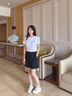 Calvin KleinJeans25夏季女士休閑簡(jiǎn)約字母ck凈色修身針織短袖T恤47AB804 YAA-月光白 XS 曬單實(shí)拍圖