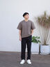 GXG男裝 【三防】寬松錐形西裝褲通勤男休閑褲長(zhǎng)褲 2025夏季新品 黑色 XL (32) 曬單實(shí)拍圖