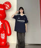 LEMANISM短袖男t恤夏季美式復(fù)古運(yùn)動體恤衫女寬松休閑上衣情侶裝寬松百搭 藏青色 L 曬單實(shí)拍圖