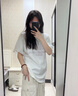 嬌茹妮純棉國(guó)潮字母印花短袖t恤女學(xué)生寬松白色百搭情侶班服半袖上衣服 白色【260克100%高品質(zhì)純棉】 XL (125—140斤） 曬單實(shí)拍圖