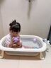 ONLYOU BABY嬰兒洗澡盆寶寶浴盆嬰幼兒坐躺新生兒家用兒童可折疊浴桶小孩洗澡 浴盆+浴架+懸浮墊+臉盆*3 【安伯灰】（送禮包） 曬單實(shí)拍圖
