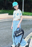 魅樂凱女童爵士舞服裝街舞兒童潮服嘻哈走秀表演服少兒hiphop演出服套裝 藍(lán)衣+背心+藍(lán)褲+方巾 150 （尺碼標(biāo)準(zhǔn)） 曬單實(shí)拍圖