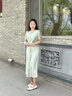 獨束大碼女裝新中式時(shí)尚套裝2025夏裝新款無(wú)袖連衣裙立領(lǐng)短袖上衣 綠色 M （尺碼：1） 曬單實(shí)拍圖