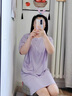 雅鹿睡裙女士夏季莫代爾短袖帶胸墊睡衣一體薄款休閑簡(jiǎn)約寬松家居服 WR-03A78802 L 100-120斤 曬單實(shí)拍圖