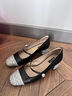 NINE WEST/玖熙粗跟瑪麗珍女鞋2025秋新款法式甜美一字扣帶亮片拼接單鞋 黑/銀 34 (220mm) 曬單實(shí)拍圖