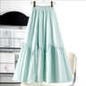 婍妡綠色a字半身裙長(cháng)款小個(gè)子A字大擺裙遮胯中長(cháng)款職業(yè)高檔西裝半身裙 淺綠色 S _94斤以下 曬單實(shí)拍圖