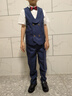 蘿卜唄唄（LUOBOBEIBEI）兒童禮服2025春夏款男童英倫條紋馬甲演出服套裝 藏青四件套 150 曬單實(shí)拍圖